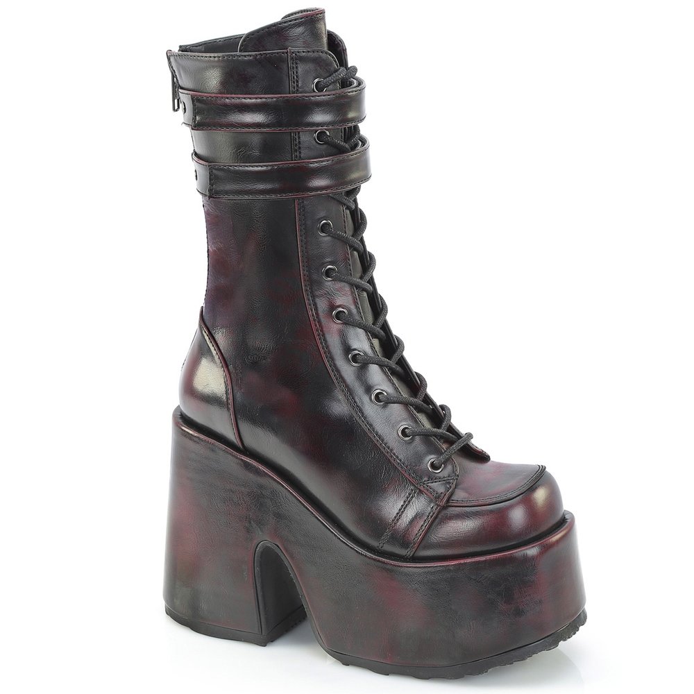 DemoniaCult - CAMEL250 Plateau Laarzen - Bordeaux rood